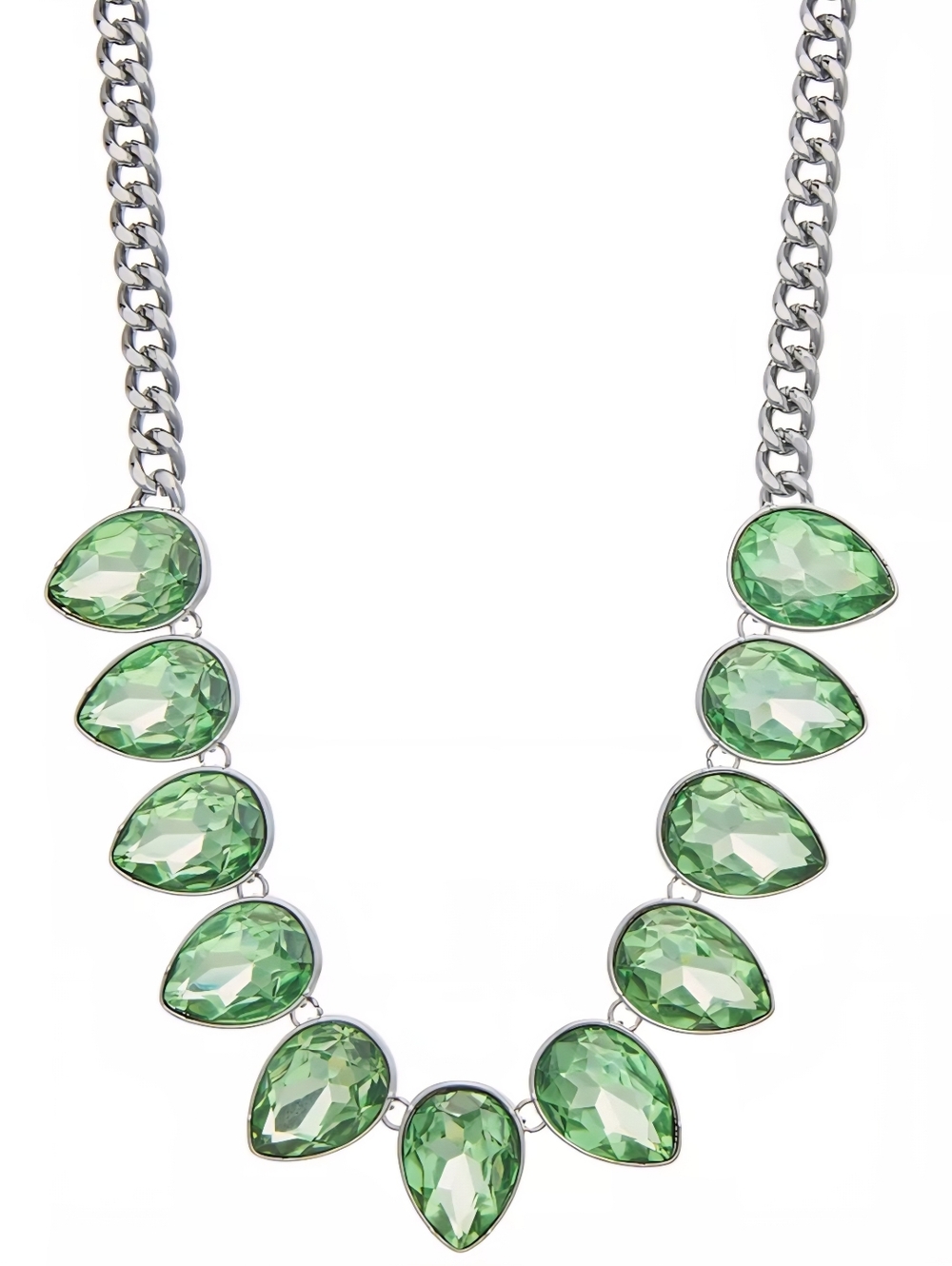 Simply Vera Vera Wang Silver Tone Green Simulated Crystal Statement Necklace - Picture 6 of 8